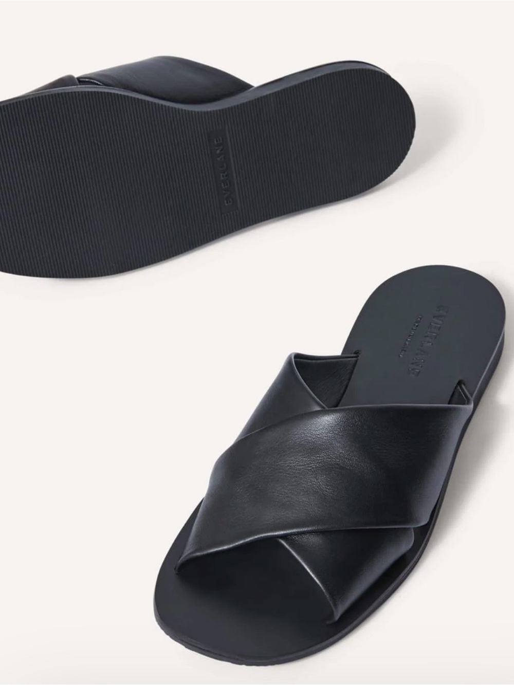New Everlane Crossover Sandal Black Leather Size 7